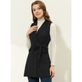 thumbnail image 2 of DARING DIVA Women's Lapel Collar Trench Vest Double Breast Long Blazer L Black, 2 of 6