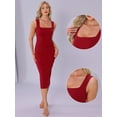 thumbnail image 2 of DARING DIVA Square Neck Waisted Ruched Tank Midi Dress M Red, 2 of 6