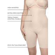 Cupid Womens Extra Firm Control Triple-Ply High Waist Thigh Slimmer Shapewear