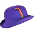 thumbnail image 3 of Unisex Top Wool Bowler Hat With Satin Lined Sizes S To Xl Purple L, 3 of 4