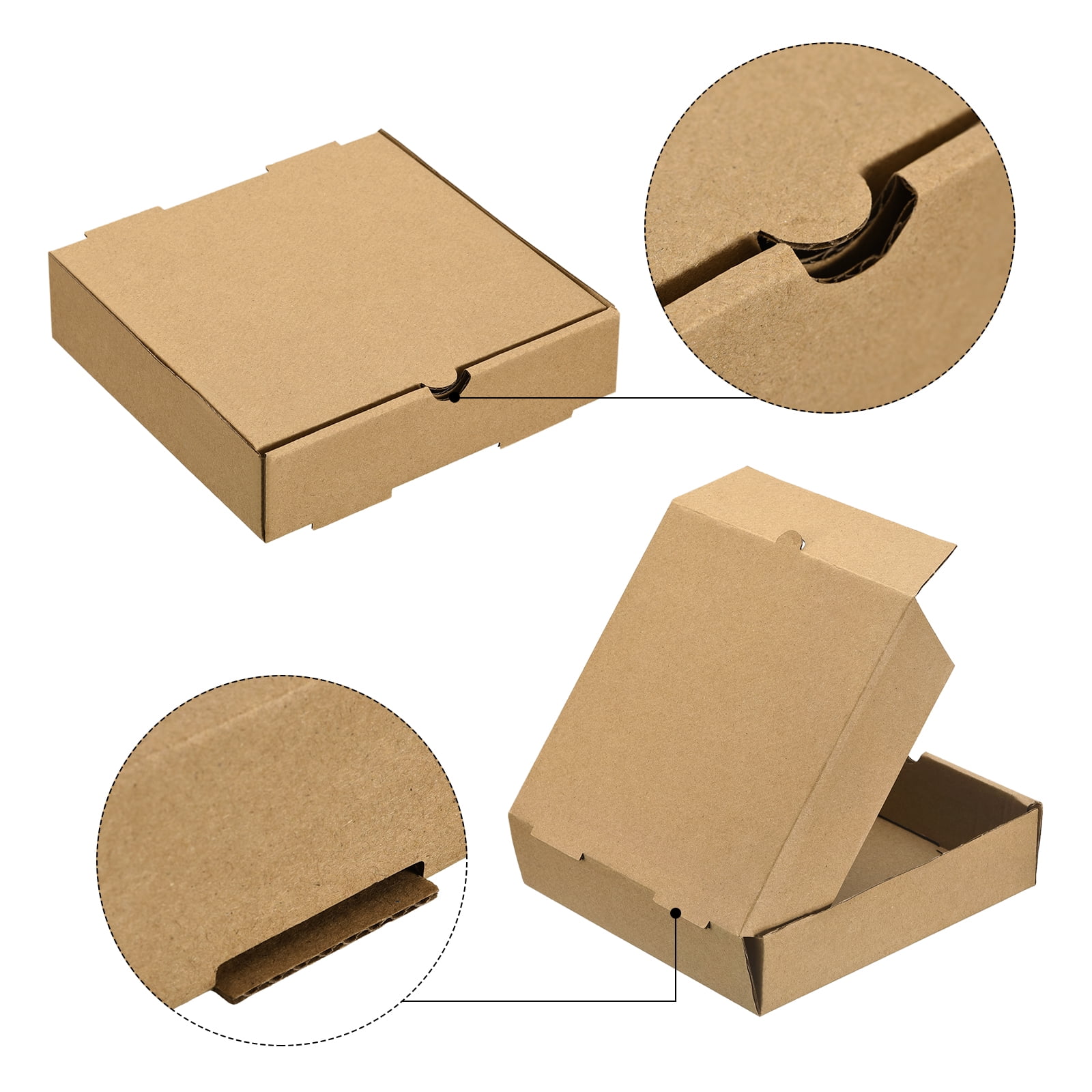 Unique Bargains Cowhide Paper Mini Pizza Boxes for Cake Cookies Pizza 10 Pcs