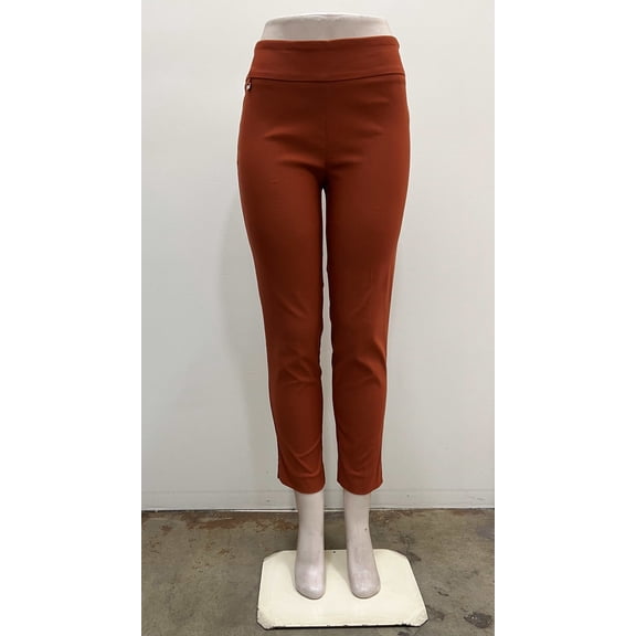 Counterparts Woments pull on luxe stretch slim leg ankle length Pants with side hardware detail and slits on hem