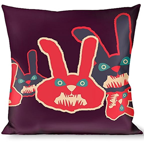 Buckle-Down Throw Pillow - Angry Bunnies Purple Red Blue