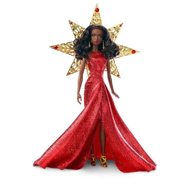 Muñeca Barbie para Navidad de 2018 con vestido rojo metalizado para niños mayores de 6 años