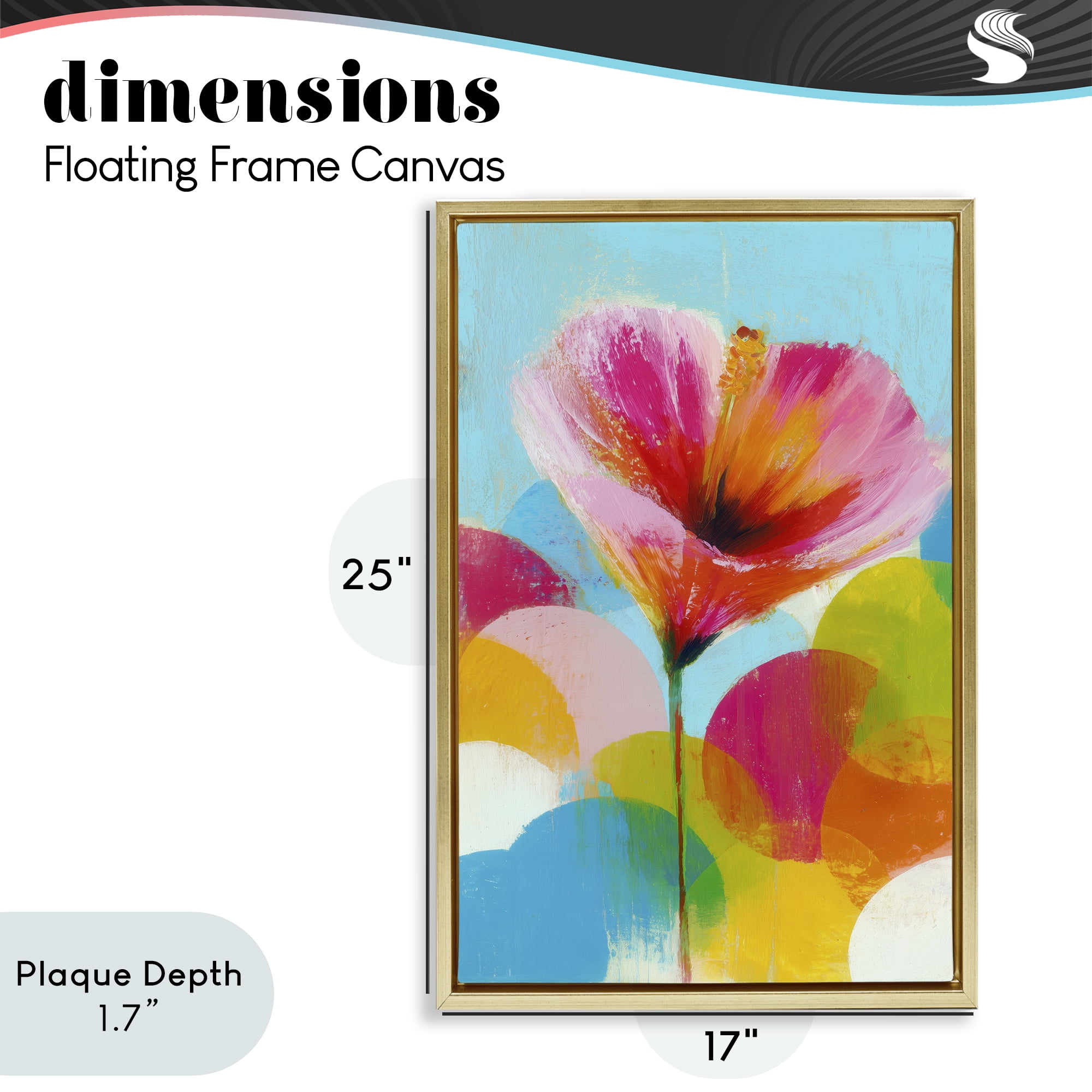 Stupell Industries Hibiscus In The Sun Gold Framed Floater Canvas Wall Art, design by Chromatic Storm Studio
