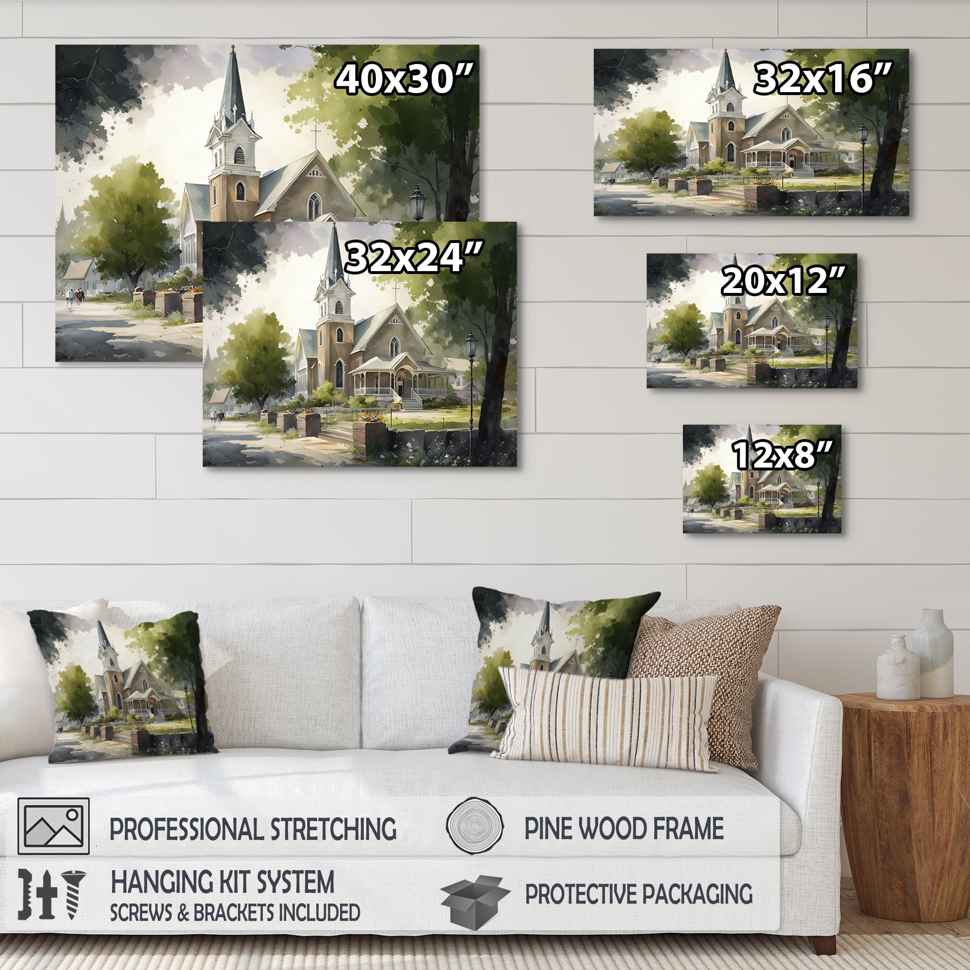 Designart Church In Country Town V Canvas Wall Art