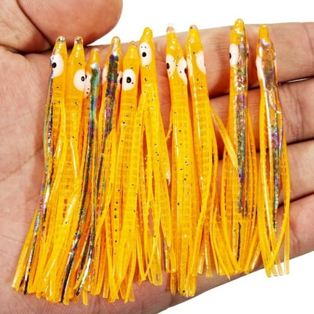 10Pc Squid Skirt Octopus Lures Soft Plastic Fishing Lures Kit Glow Trolling Lure (A)
