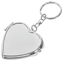 CRAFTHROU 1Set Small Portable Mirror for Travel Outdoor Activities Daily Life Silver Metal Heart Shape Compact