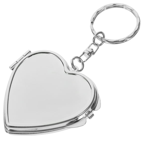 CRAFTHROU 1Set Small Portable Mirror for Travel Outdoor Activities Daily Life Silver Metal Heart Shape Compact