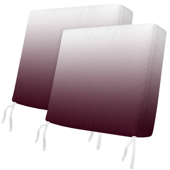 Outdoor Patio Cushion Covers 2 Pack Ombre Red Patio Chair Cushion Covers with Ties and Zipper Wine Red White Waterproof Outdoor Seat Cushion Covers for Patio Furniture 22"x22"