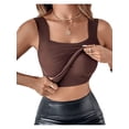thumbnail image 2 of Women'S U Neck Shapewear Built-in Bra Tank High Strechy Sleeveless Slim Fit Tops Camisole Tops Brown XXL, 2 of 8