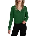 thumbnail image 2 of Otntypg Women Half Zip Up Cropped Lapel Sweatshirt Lightweight Casual Fall Winter Quarter Zipper V Neck Long Sleeve Pullover Tops Trendy 2025 Outfit Clothes Green XL, 2 of 8