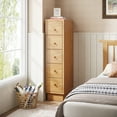 thumbnail image 2 of Tribesigns 5-Drawer Tall Narrow Dresser, Oak Wood Lingerie Chest Organizer for Bedroom, Small Spaces, 2 of 7