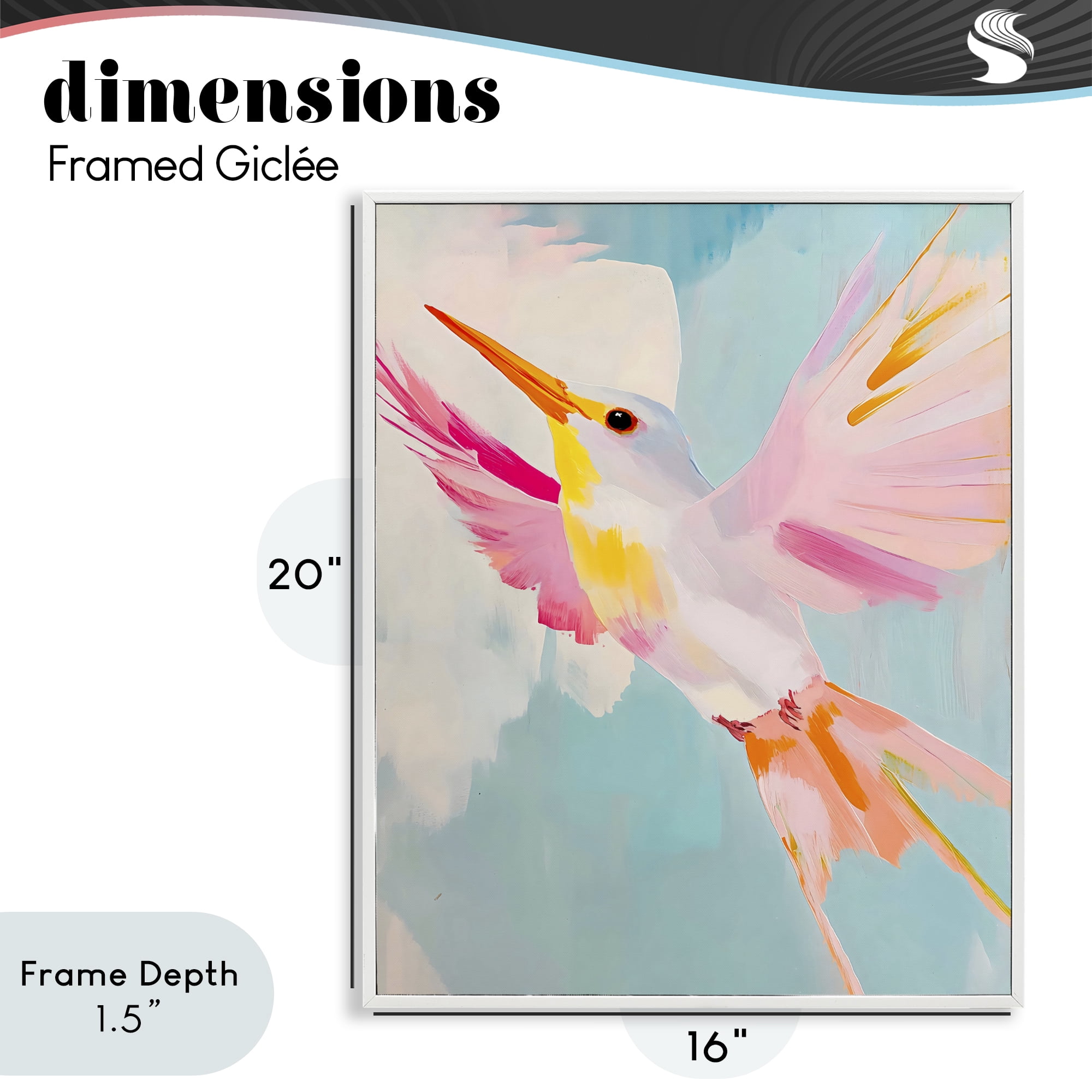 Stupell Industries Pastel Hummingbird Soaring White Framed Giclee Art, design by The Prints Vibe
