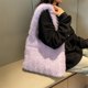 thumbnail image 3 of Bolso Mano Hombro Mujer Felpa Color Sólido para El Viajes Compras, 3 of 8