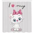thumbnail image 3 of Ambesonne Kitten Shower Curtain, Cartoon Cat Pet, 69"Wx84"L, Grey White Pink, 3 of 3