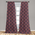 thumbnail image 5 of Ambesonne Retro Curtains, Shabby Damask Rococo, Pair of 28"x63", Dark Coral Blue Grey, 5 of 5