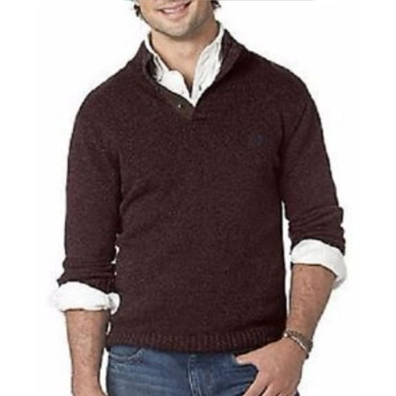 Chaps By Ralph Lauren Men's Kent Button Mockneck Long Sleeve Sweater