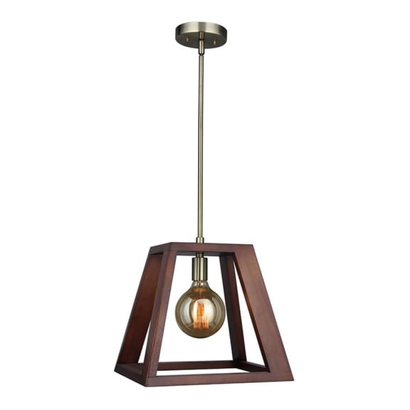 Woodbridge Lighting Walden Wood Mini Pendant with G125 Bulb in Brass