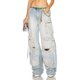 thumbnail image 3 of 2024 Nuevos pantalones vaqueros negros de pierna ancha con múltiples bolsillos de estilo callejero americano para mujer, monos rectos sueltos de estilo hip-hop Y2K para parejas, ropa de calle, 3 of 5