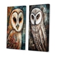 thumbnail image 3 of Designart "Portrait of a Magical Tribal White Owl II" Animals Owl Wall Art Set Of 2 - Children's Art White Wall Decor Set Of 2, 3 of 6