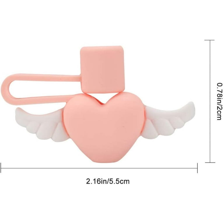 2pcs Silicone Straw Tip Covers Drinking Straw Plug Heart Angel Shaped Straw Tip Cover Protector Reusable Straw Tips for Home, Size: One Size