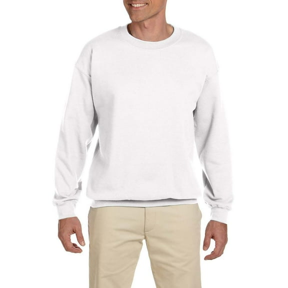 JustBlanks Adult Heavy Blend Adult 8 oz., 50/50 Fleece Crew, WHITE, XS, 6-Pack