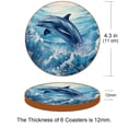 thumbnail image 3 of Dolphin Set of 6 Round Coasters, Microfiber Leather Drink Coasters for Cups, 4.3x4.3 Inch Table Coasters, Coaster Set for Home and Office, 3 of 6