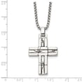 thumbnail image 5 of Chisel Stainless Steel Antiqued and Polished Cracked Cross Pendant on a 20 inch Box Chain Necklace, 5 of 5