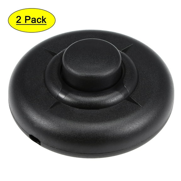 Interruptor de pie de control de lámpara redonda Uxcell ON/OFF de plástico negro 2 piezas