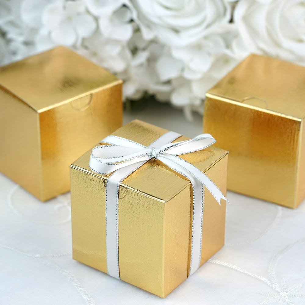 Efavormart 100 pcs of 3x3x3 Gold Favor Candy Box for Candy