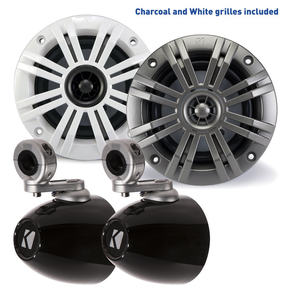 Kicker 4Inch KMSeries Marine Speaker Bundle