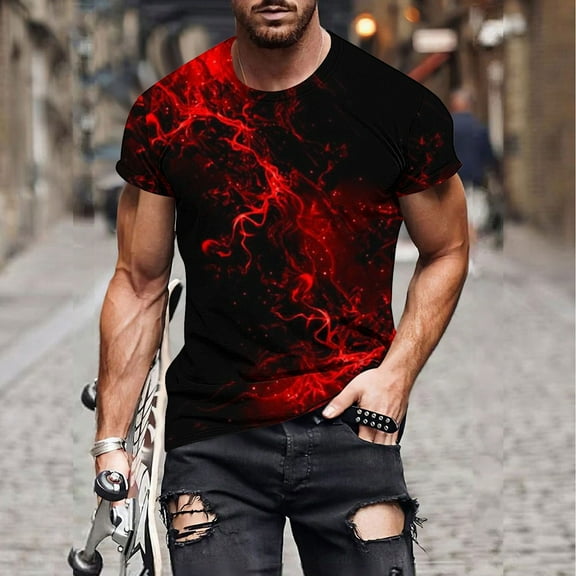 Vetsdori Shirts for Men Summer Graphics Outdoor Pullover Short Sleeve Gym Yellow Fitness Trendy Mens T-Shirts Crew Neck