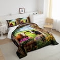 thumbnail image 3 of Homewish Funny Highland Cow Full Size Comforter Sets, Western Rustic Animal Bedding Comforter Set, Cartoon Flower Floral Plant Bedding Sets, Lightweight Room Decor, 3-Piece, 3 of 8