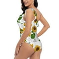 thumbnail image 4 of Uemuo Plump Sunflower And Sketch Print Women's One Piece Swimsuit Asymmetrical Neck Bathing Suit One Shoulder Side Cutout Ruffle Swimwear-Large, 4 of 6