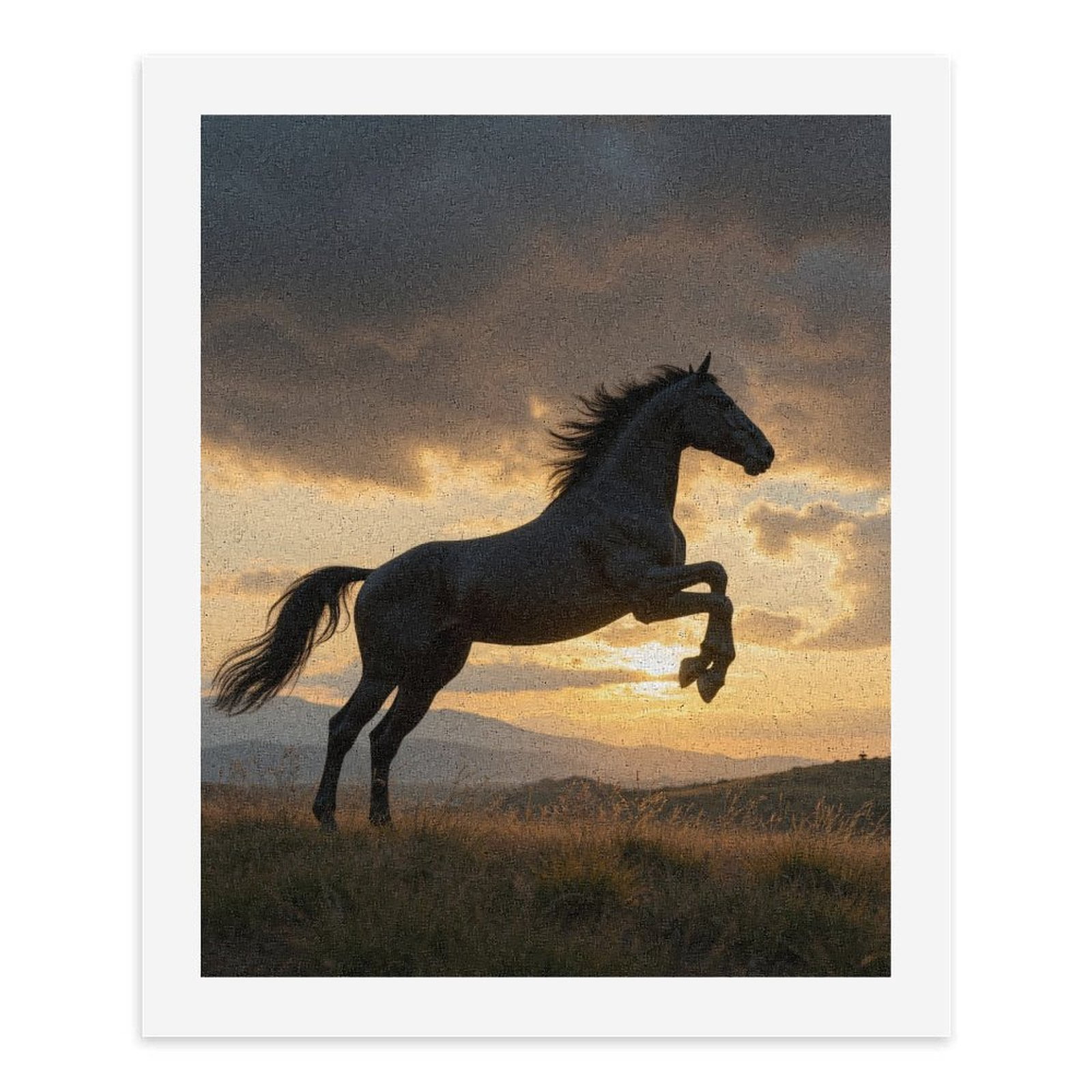Paint By Numbers Kit for Adults Beginner - DIY Majestic Horse Sunset Silhouette Canvas Painting Kits for Adults, Frameless Paint By Number for Adults for Home Wall Decor 16x20 Inch