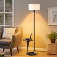 thumbnail image 2 of Sofucor Dimmable Floor Lamp with Table, Vintage Standing Light with Tray and Foot Switch, Bulb Included, Ideal for Living Room & Bedroom, 2 of 10