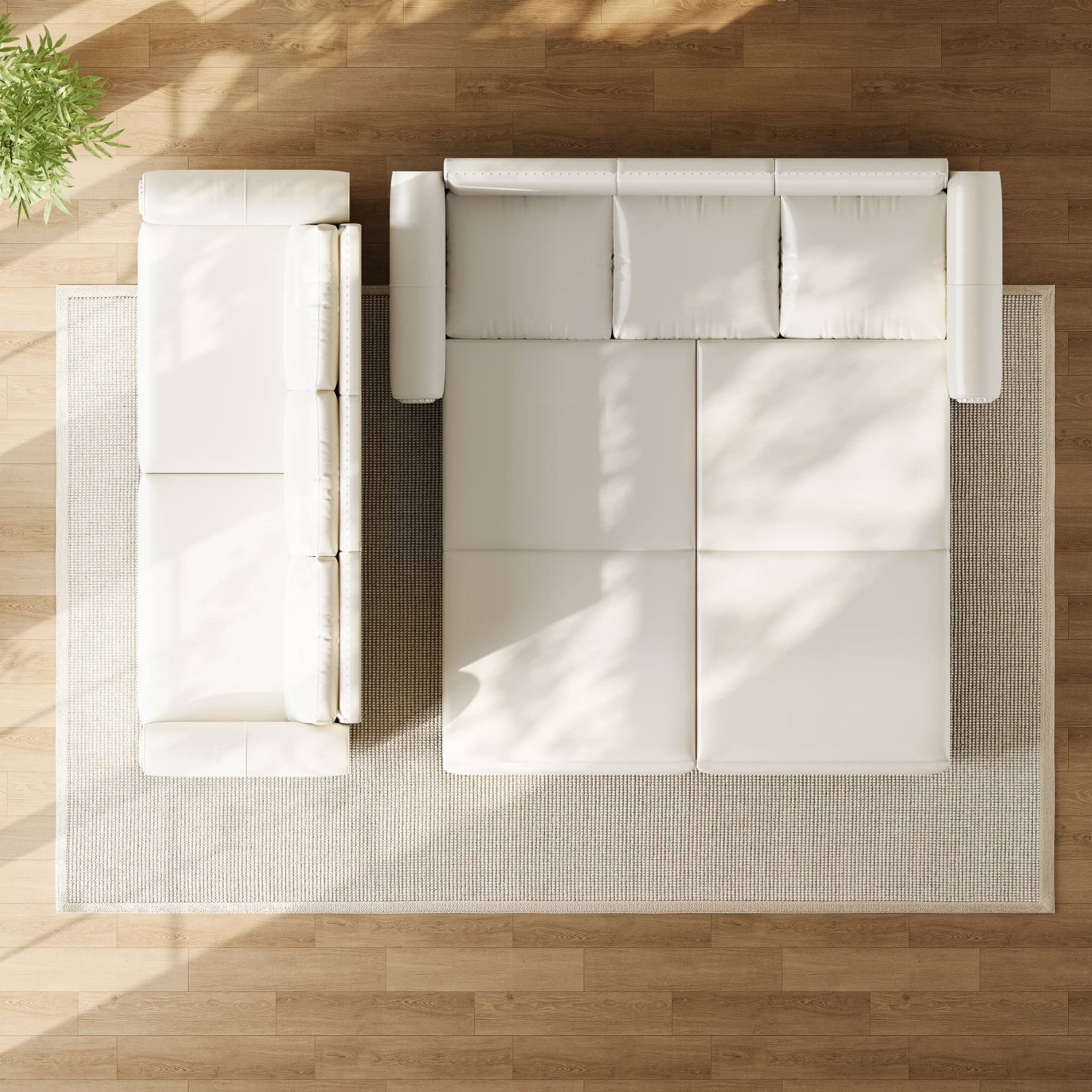 LLappuil King Size Pull Out Sofa Bed, Oversized Loveseat Sofa Convertible Sleeper Sofa Bed, Faux Leather Sofa Couch for Living Room Apartment Beige