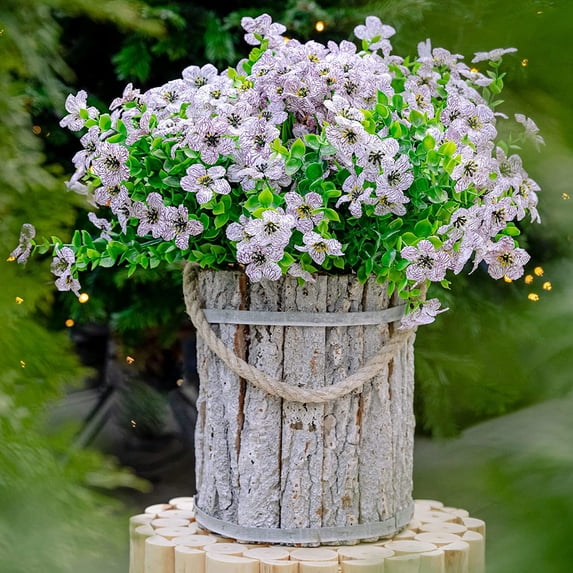 GRNSHTS Artificial Flowers for Outdoors Fake Plants - 8 Bundles Faux Outside Greenery Boxwood No Fade Plastic Shrubs Fall Decor Farmhouse Home Garden Christmas