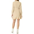 thumbnail image 3 of INSPIRE CHIC Women's Point Collar Button Down Belted Ruffle Hem Shirt Dress Khaki XS, 3 of 6