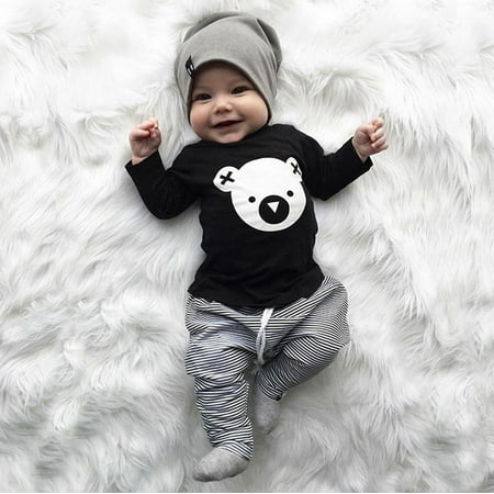 

RPVATI Infant Baby Toddler Clothes Cartoon Koala Long Sleeve T Shirts + Striped Pants Set Fall Winter Clothes