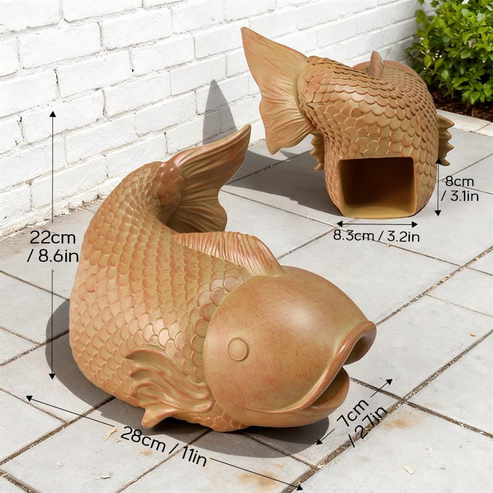 Unbranded 11 Inch Koi Fish Garden Statues, Weatherproof