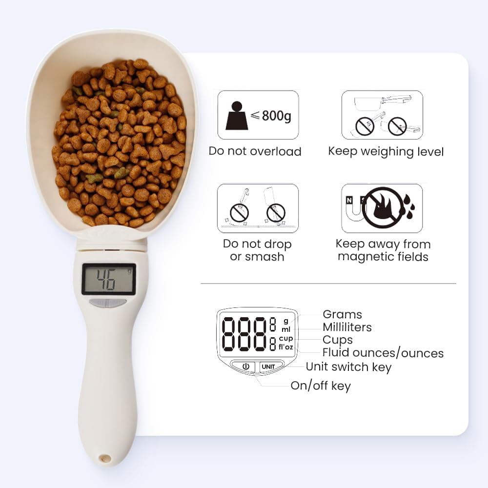 Electronic Measuring Spoon, Electronic Food Scale with LCD Screen and Conversion, 800g/0.1g Hig for Baking, Coffee, Dog & Cat Food