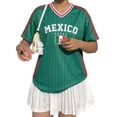 thumbnail image 3 of Mexico Jersey for Women, Mexico Flag Graphic Short Sleeve T Shirts V-Neck Tee Soft Fashion Jerseys for Women 2026 Football Shirts, 3 of 10
