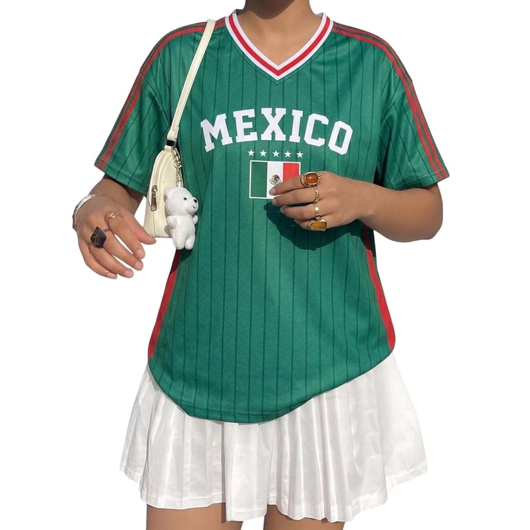 2026 Soccer Shirt for Women Mexico Soccer Jersey Y2k V Neck Short