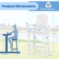 thumbnail image 3 of Gymax 2PCS Outdoor HDPE Bar Height Stool Patio Tall Chair Armrest Footrest All Weather, 3 of 10