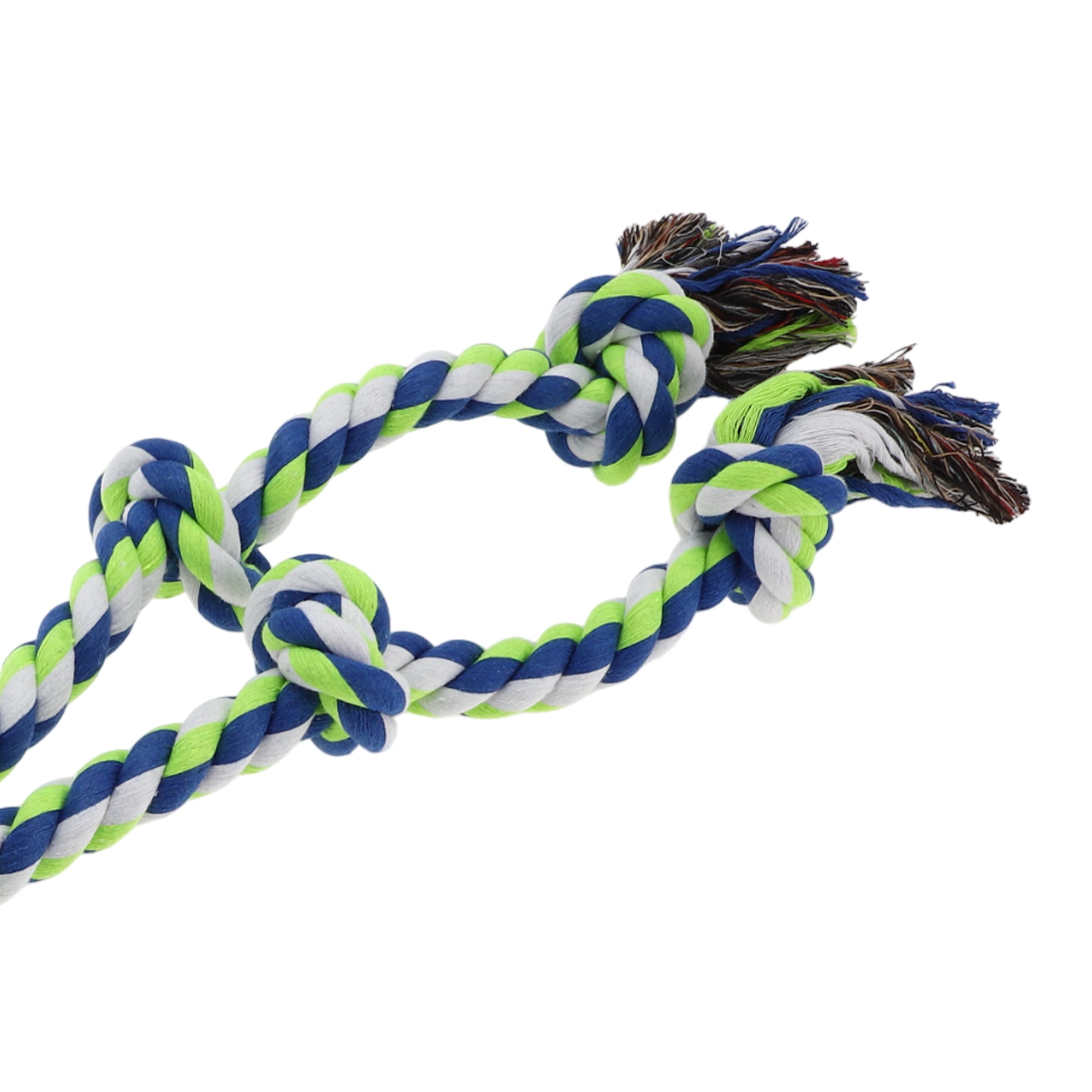 Unique Bargains Knots Shape Dog Chew Rope Durable Braided Cotton Teeth Cleaning Rope for Cats Dogs Rose Blue Green