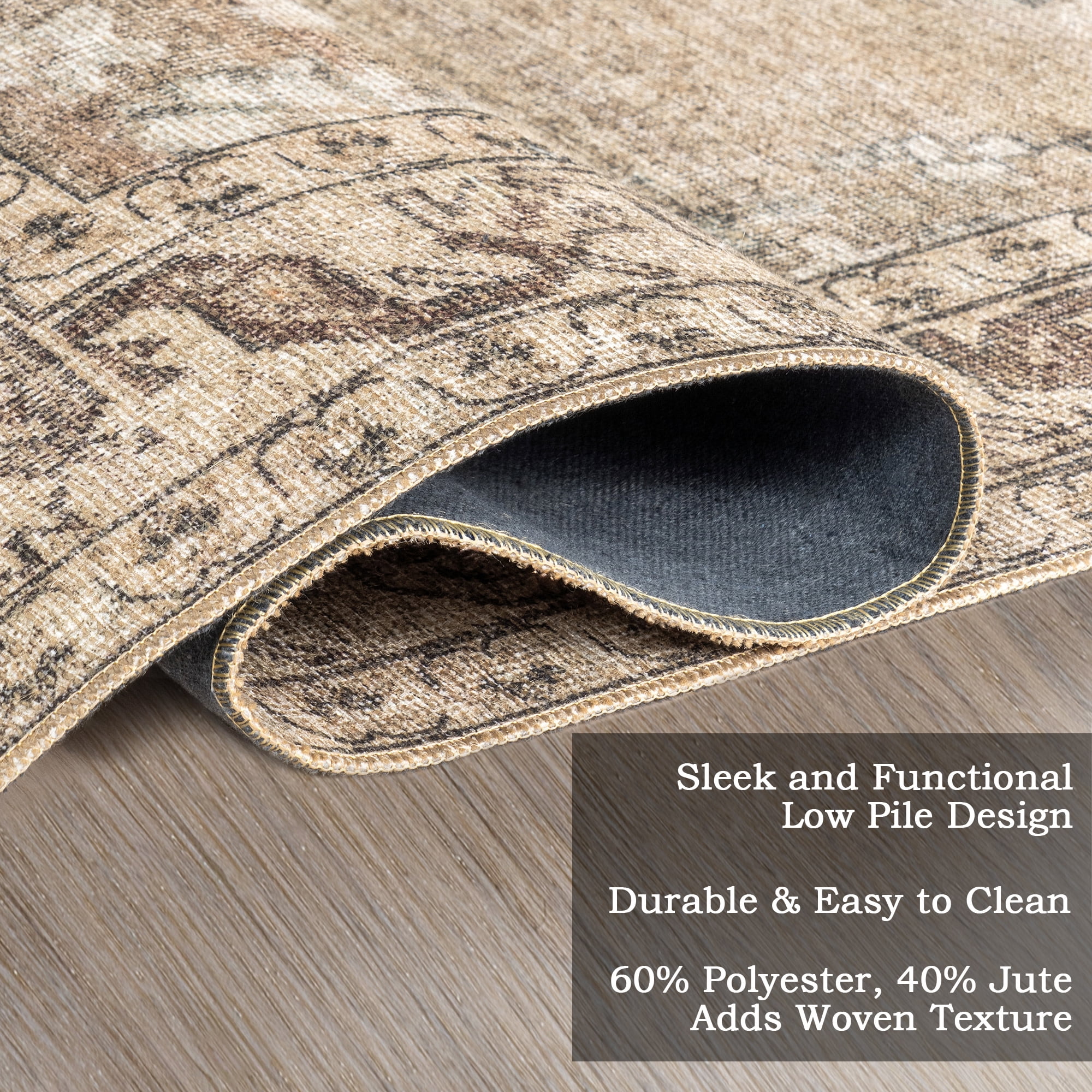 Nuloom Hillstone Collection Traditional Vintage Medallion Area Rug, 7' 10" x 10', Ahmeira Beige