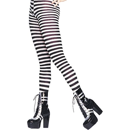 Leg Avenue Women's Nylon Striped Tights, Black/White, One