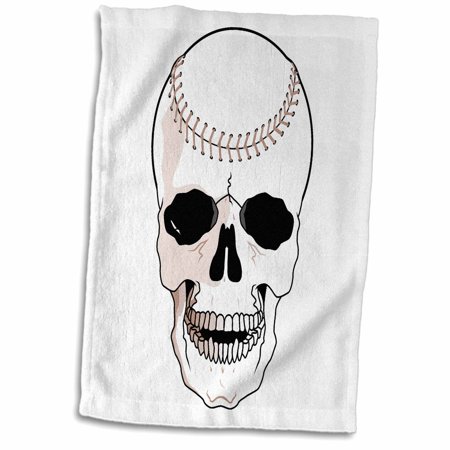 3dRose Baseball Skull Head Extreme Sports Design - Towel  15 by 22-inch